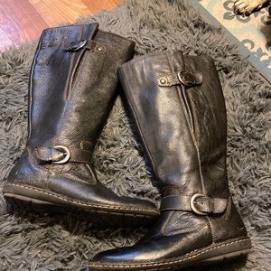 BOC black leather upper boots wide calf size 7.5 US